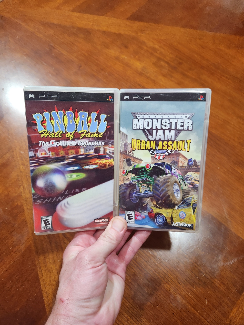 PSP Pinball Hall of Fame & Monster Jam Game Bundle - Black/Cream Cases
